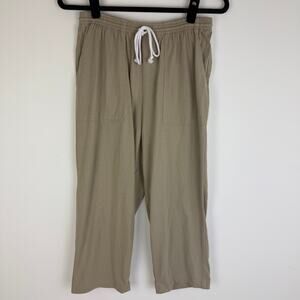 Blair Womens Capri Lightweight Adjustable Drawstring Beige Pants Petite Medium